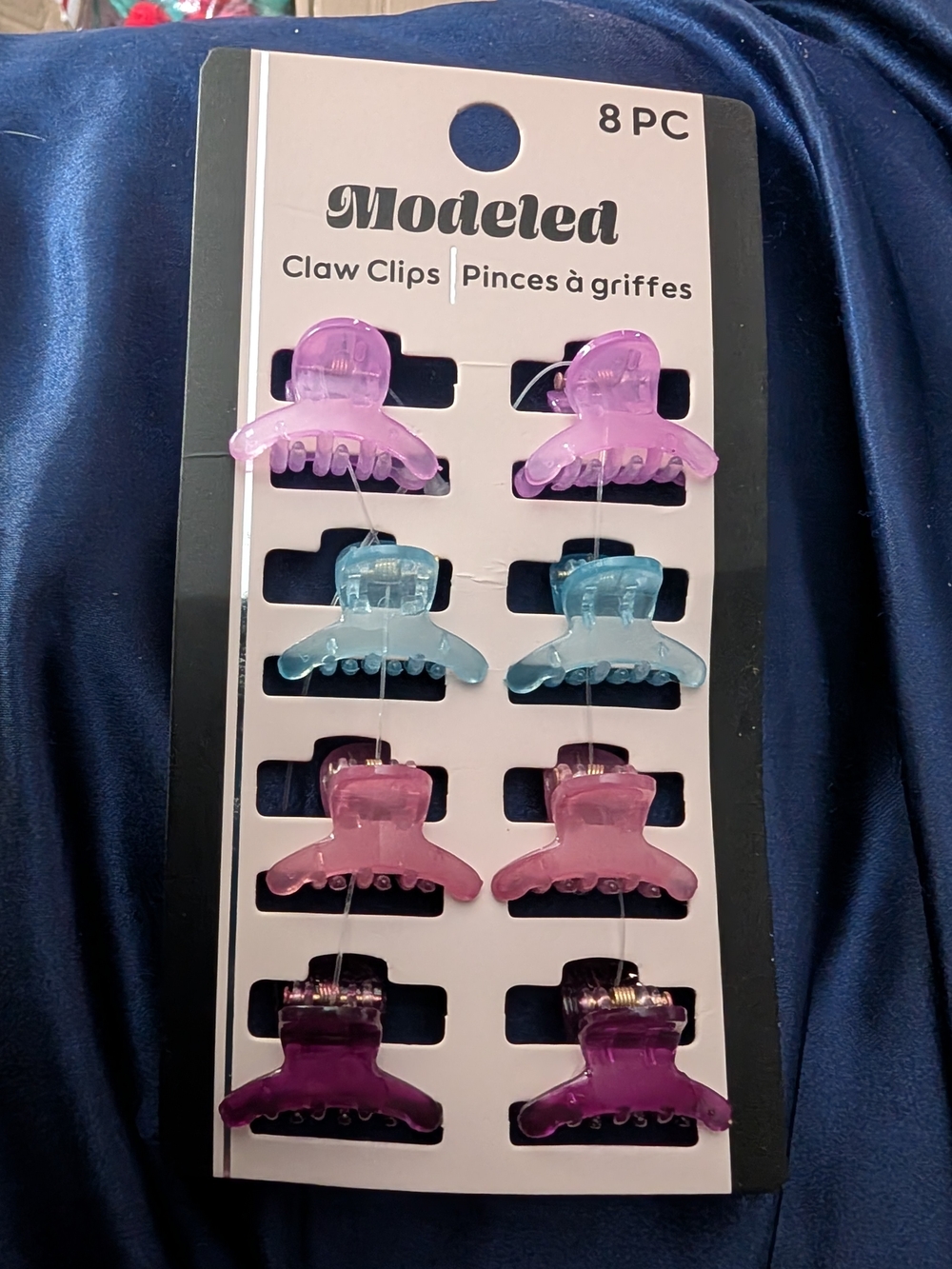 🟢 Kids 8-Pack Pastel Hair Claw Clips - Purple, Blue, Pink